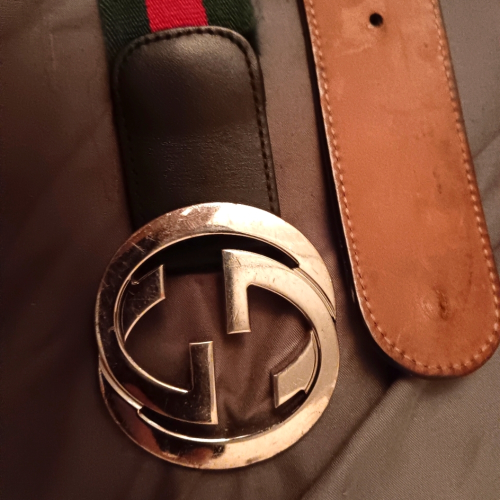 Gucci 411924 web green red belt AUTHENTIC